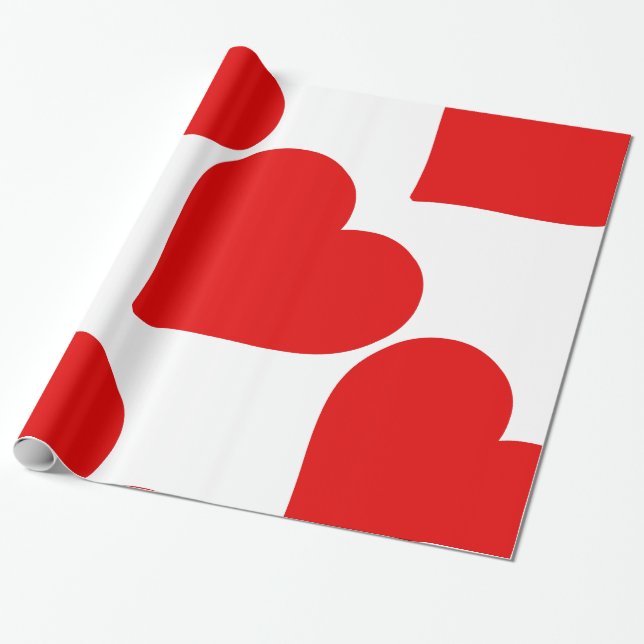 Red Heart Shape Love Classic Simple Minimalism Wrapping Paper (Unrolled)