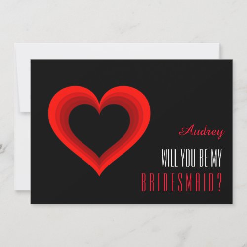 Red heart shape Will you be my Bridesmaid Invitat Invitation