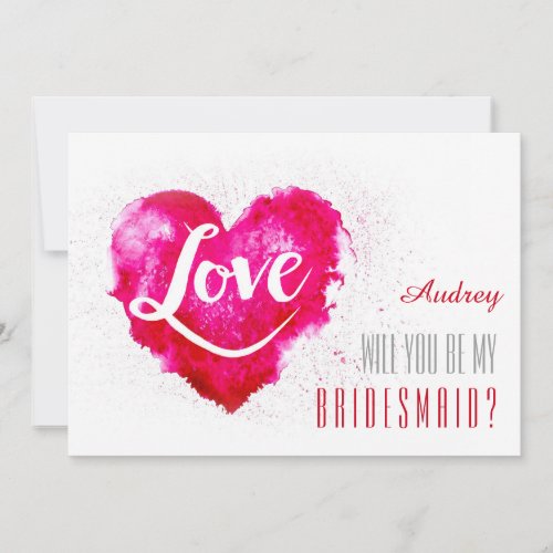 Red heart shape Will you be my Bridesmaid Invitat Invitation