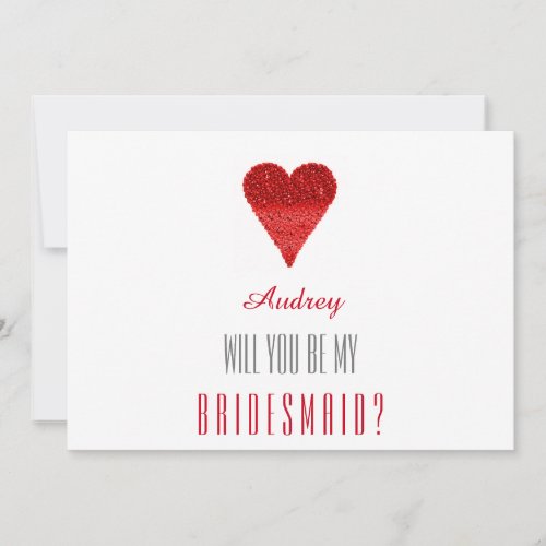 Red heart shape Will you be my Bridesmaid Invitat Invitation