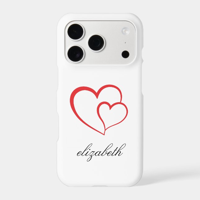 red heart shape withe background personalized  iPhone case (Back)