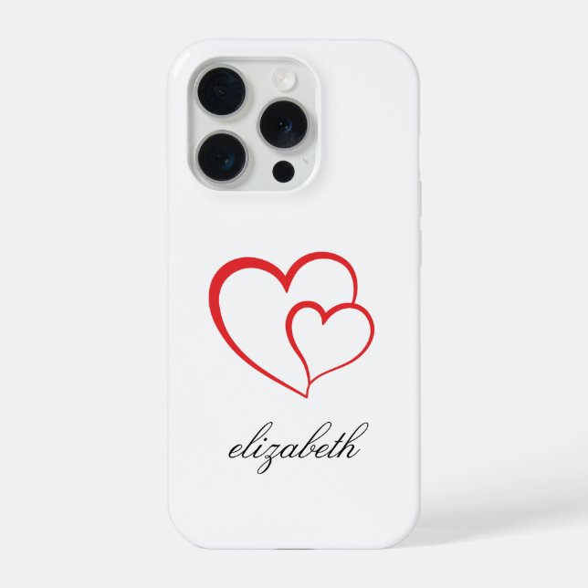 red heart shape withe background personalized  iPhone case (Back)