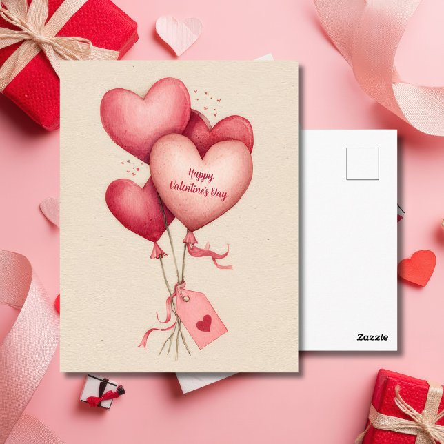 Red Heart Shaped Balloons Valentine`s Day Card  (Creator Uploaded)