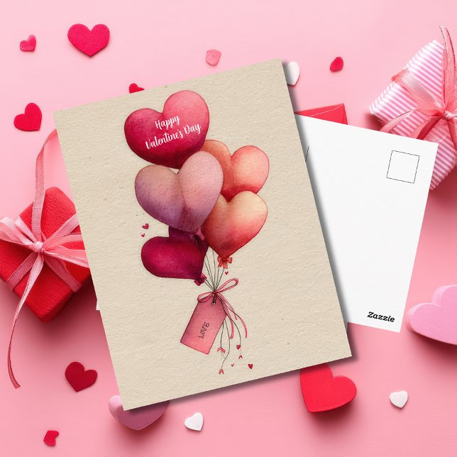 Red Heart Shaped Balloons Valentine`s Day Card  (Creator Uploaded)