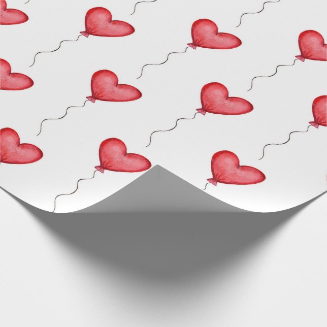  Red heart-shaped balloons  Wrapping Paper (Corner)
