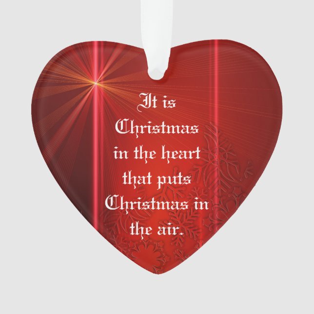 Red Heart Shaped Christmas Ornament with Quote (Front)