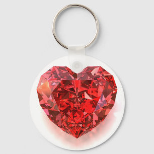Red Heart Shaped Diamond Keychain