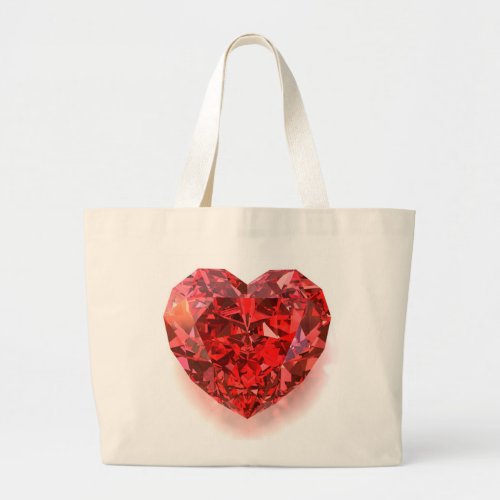 Red Heart Shaped Diamond Large Tote Bag
