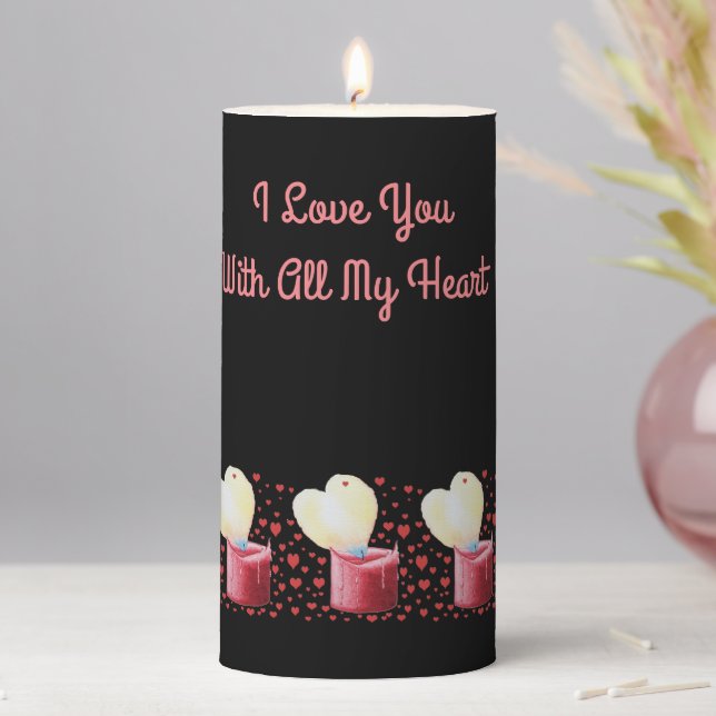 red heart shaped flame candle romantic (In Situ)