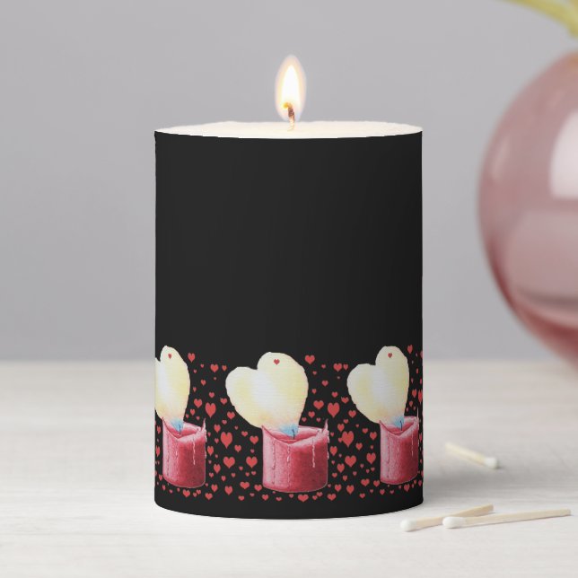 red heart shaped flame candle romantic (In Situ)