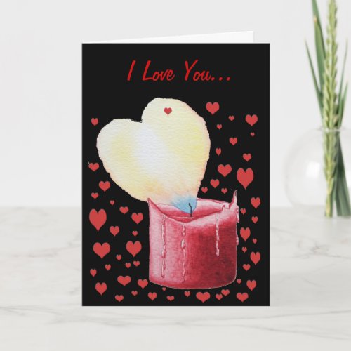 red heart shaped flame romantic love card