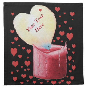 red heart shaped flame romantic wedding cloth napkin