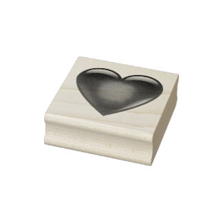 Red heart shaped, love heart, rubber stamp