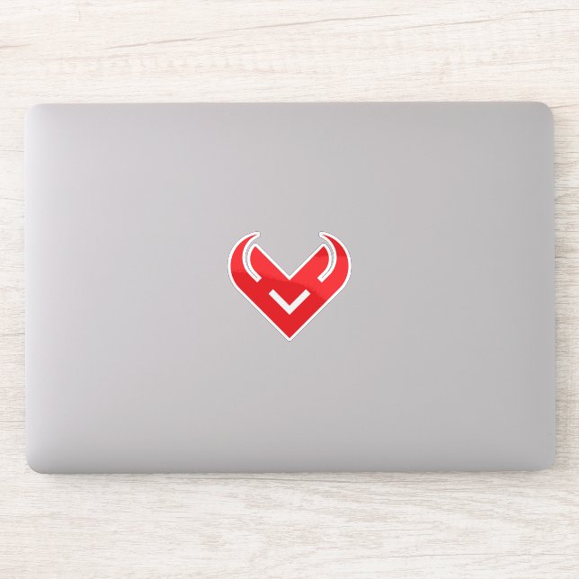 Red Heart Shaped Minimalist V Letter Sticker (Computer)