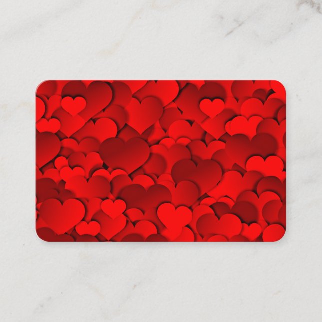 Red Heart Shaped texture Pattern Custom Text Business Card (Front)