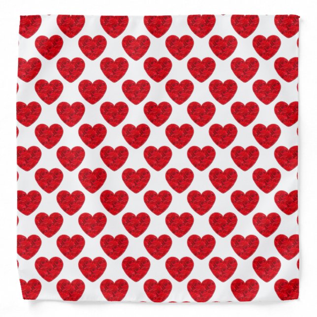 Red Heart Shapes Filled with Roses Bandana (Front)