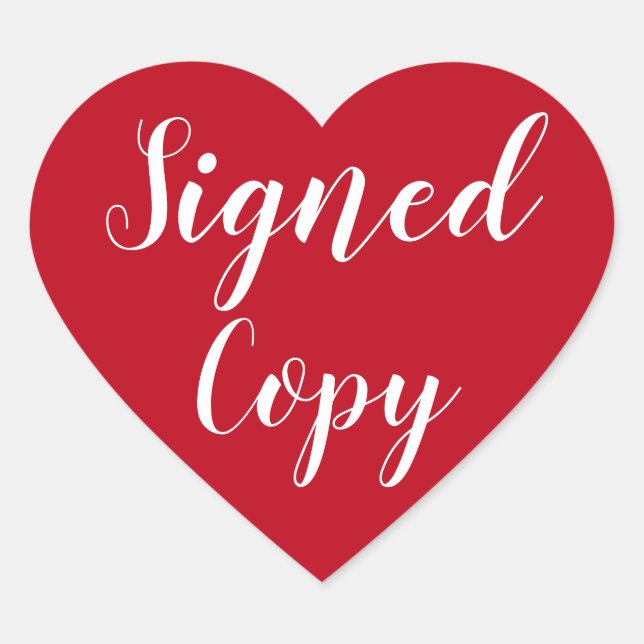 Red Heart Signed Copy Romance Author Writer Heart Sticker (Front)