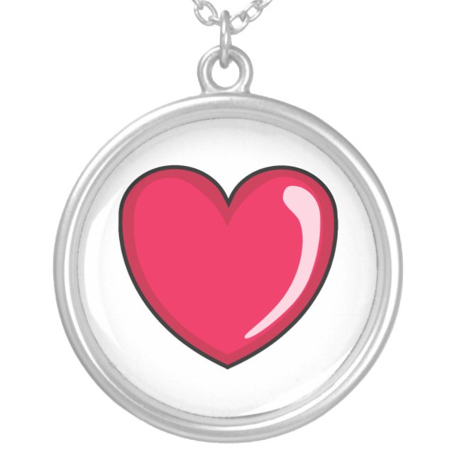 Red Heart Silver Plated Necklace (Front)