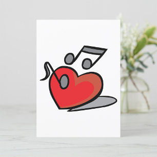 Red Heart Singing Music Notes Invitation