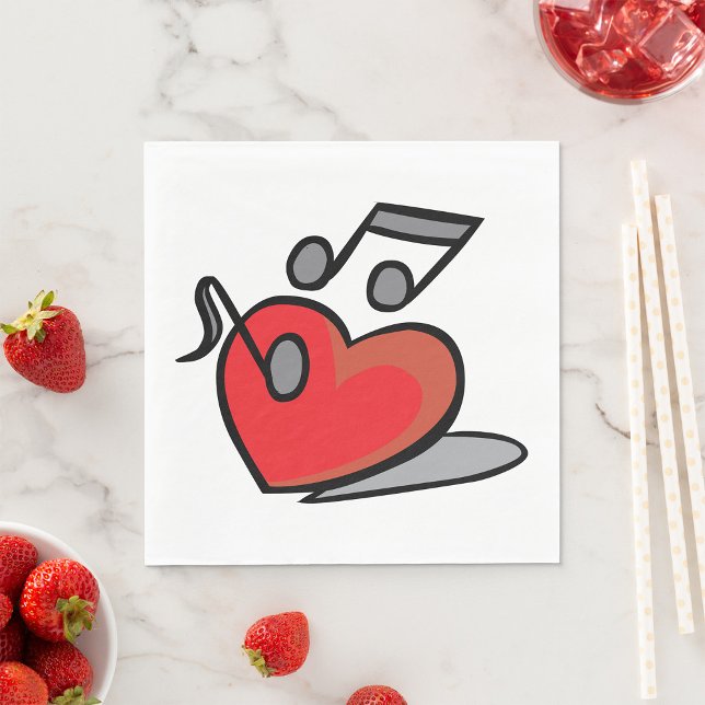 Red Heart Singing Music Notes Napkins (Creator Uploaded)