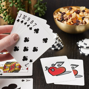 Red Heart Singing Music Notes Poker Cards