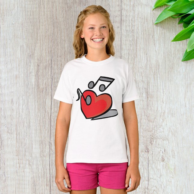 Red Heart Singing Music Notes T-Shirt (Creator Uploaded)