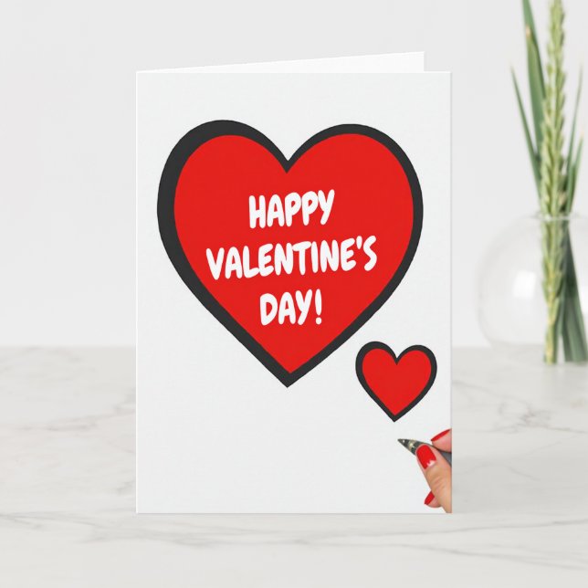 Red Heart Sketch Valentine Card (Front)