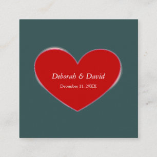 Red Heart Slate Gray Script Wedding Enclosure Card