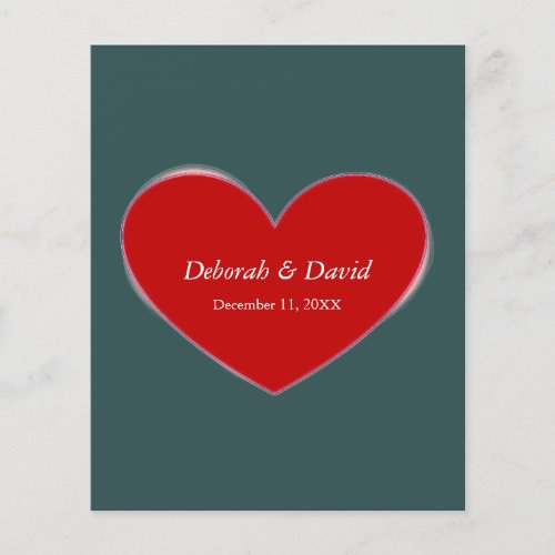 Red Heart Slate Gray Script Wedding Flyer