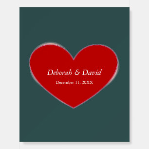 Red Heart Slate Gray Script Wedding Foam Board