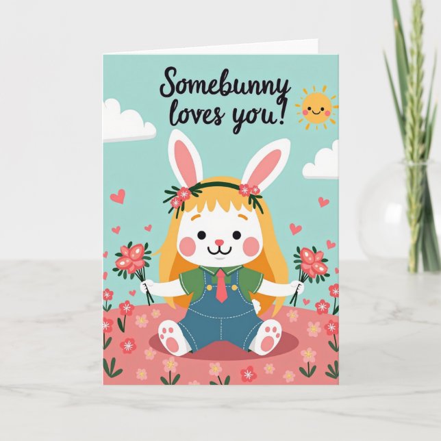 Red Heart Somebunny Loves Card (Front)