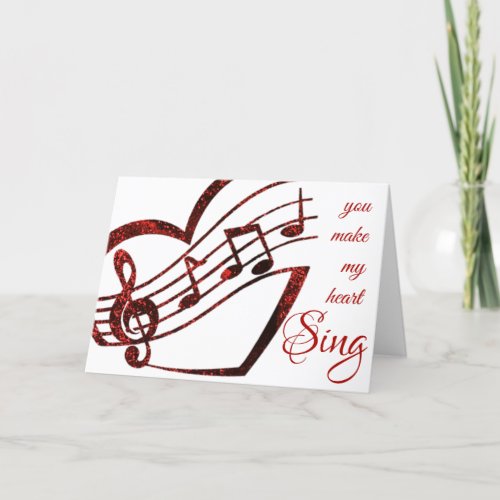 Red Heart Song Valentines Holiday Card