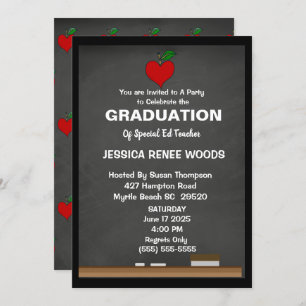 Red Heart Special Ed Teacher Graduation Invitation