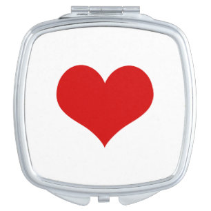 Red Heart Square Compact Mirror