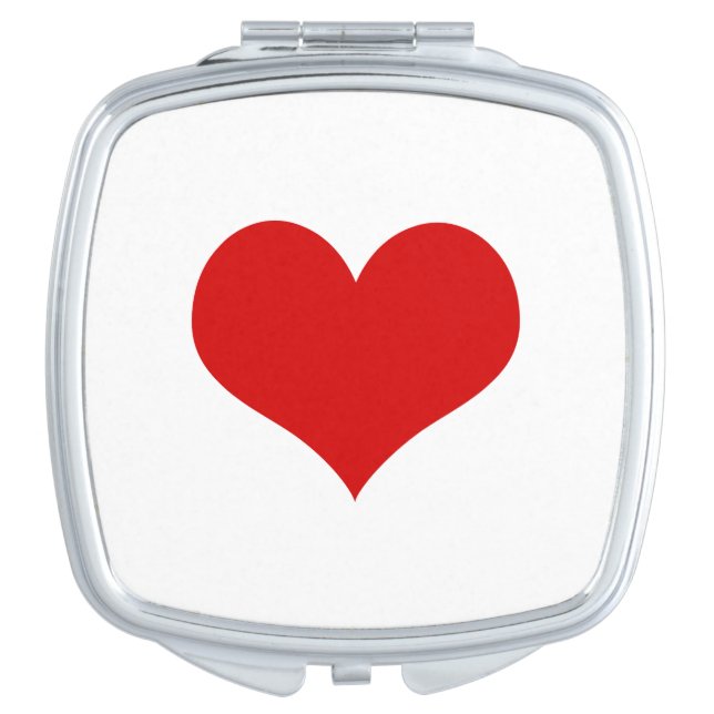 Red Heart Square Compact Mirror (Front)