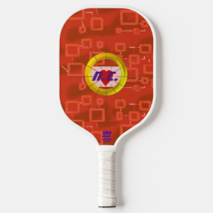 Red Heart Squares Pickleball Paddle