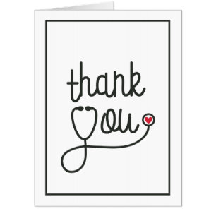 Red Heart Stethoscope Nurse Thank You Big Card