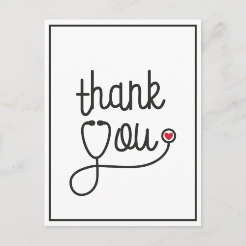 Red Heart Stethoscope Nurse Thank You Postcard