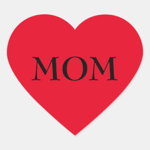 Red Heart Sticker saying MOM