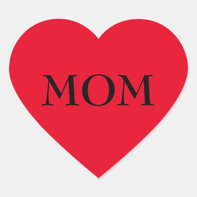 Red Heart Sticker saying MOM (Front)