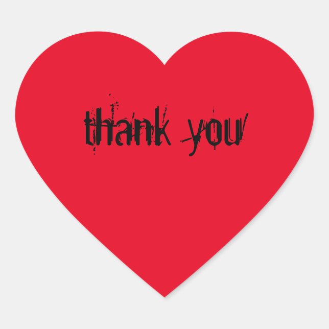 Red heart sticker with saying "thank you" (Front)