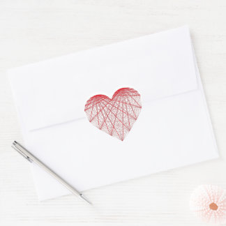 red heart string art sticker
