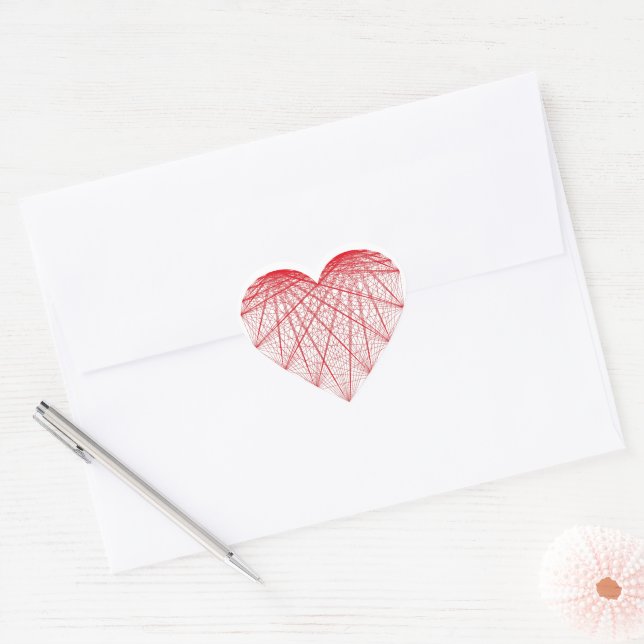 red heart string art sticker (Envelope)