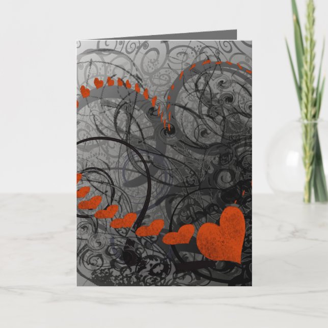 Red Heart Swirls Holiday Card (Front)