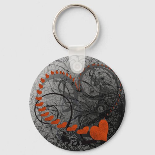 Red Heart Swirls Keychain