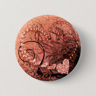 Red Heart Swirls Pinback Button