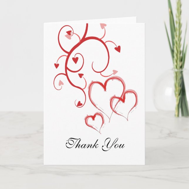 Red Heart Swirls Thank You Notes (Front)