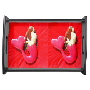 red heart-tailed mermaid beauties serving tray