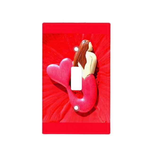 red heart-tailed mermaid beauty light switch cover (Front)