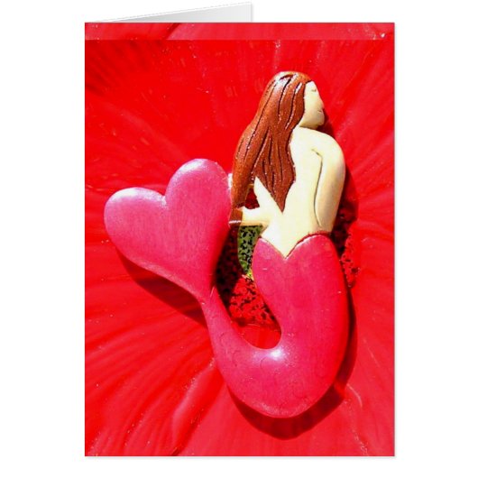 red heart-tailed mermaid cards (Front)